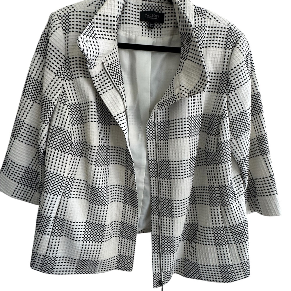 Talbot’s Petites cropped jacket size 16 Petite. White and Black - Picture 5 of 8